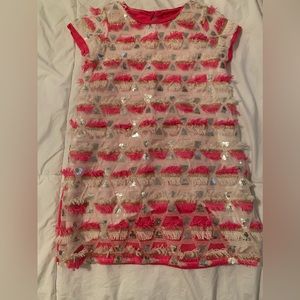 Girls Geometric Sequins Cap Sleeve Dress